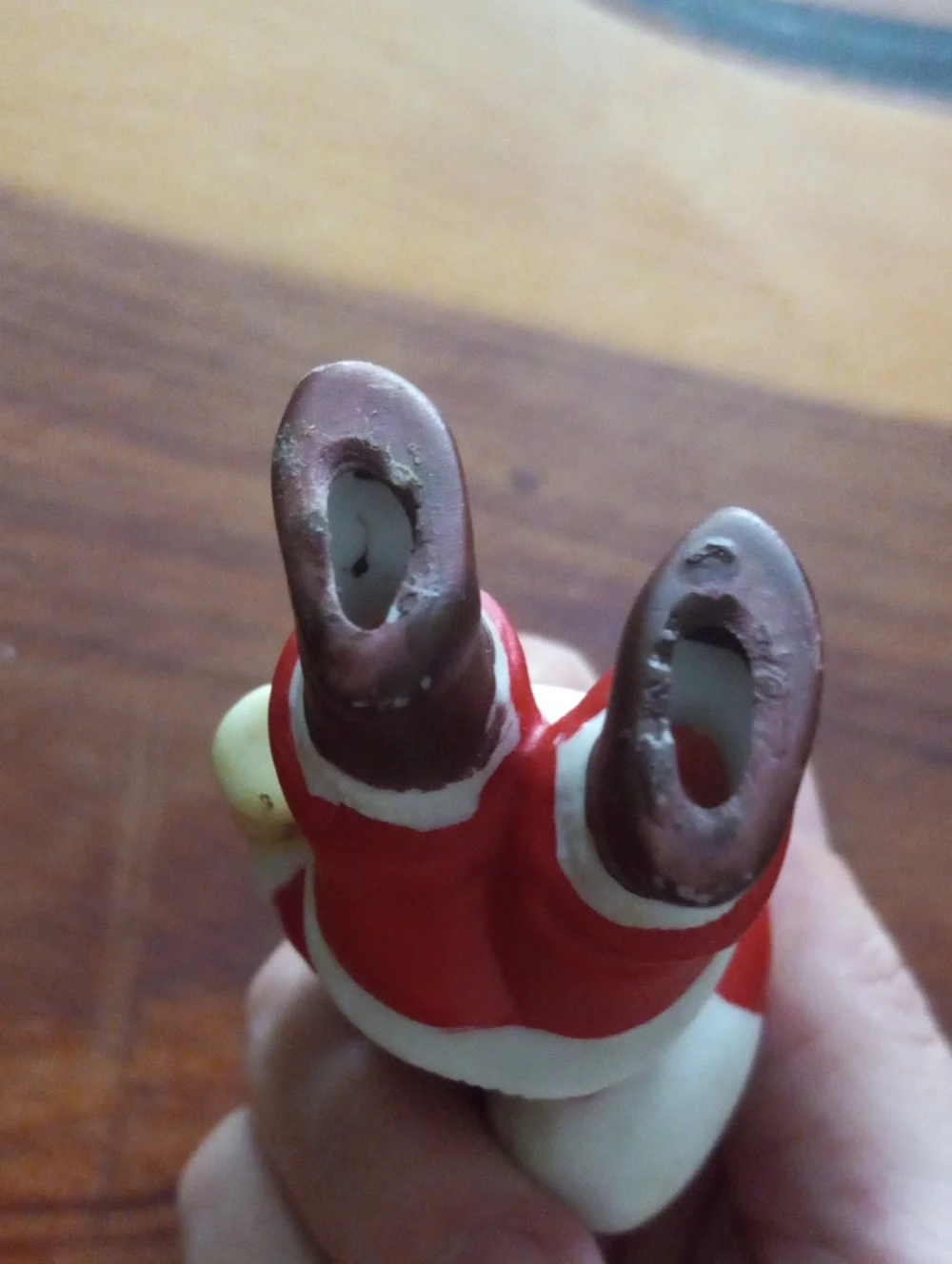 Vintage Ceramic Santa Claus Figurine with Lantern & Toy Sack Christmas Ornament